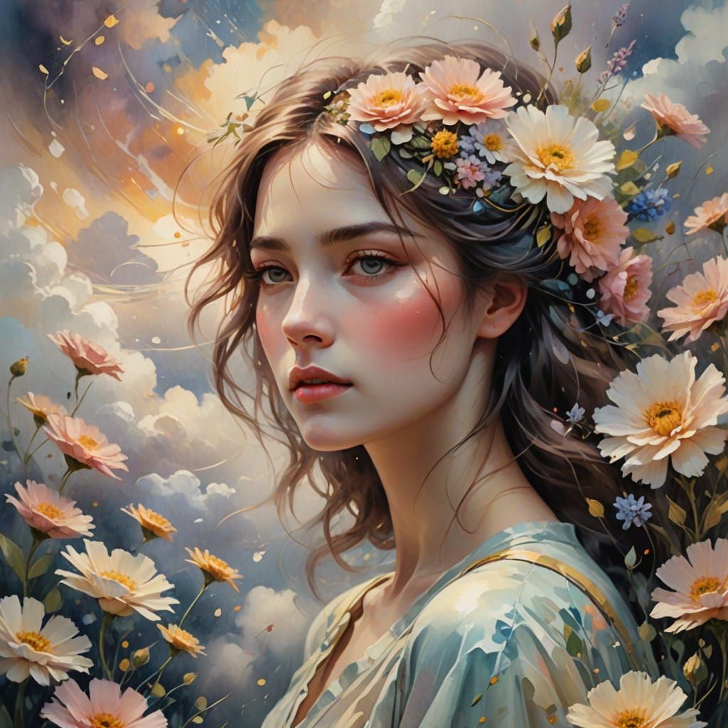 Ethereal Portrait in Dreamy Watercolor
