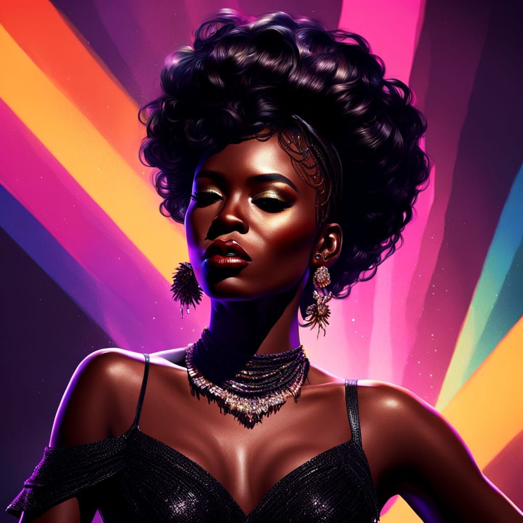 Glamorous Cabaret Singer in Splash Art Style