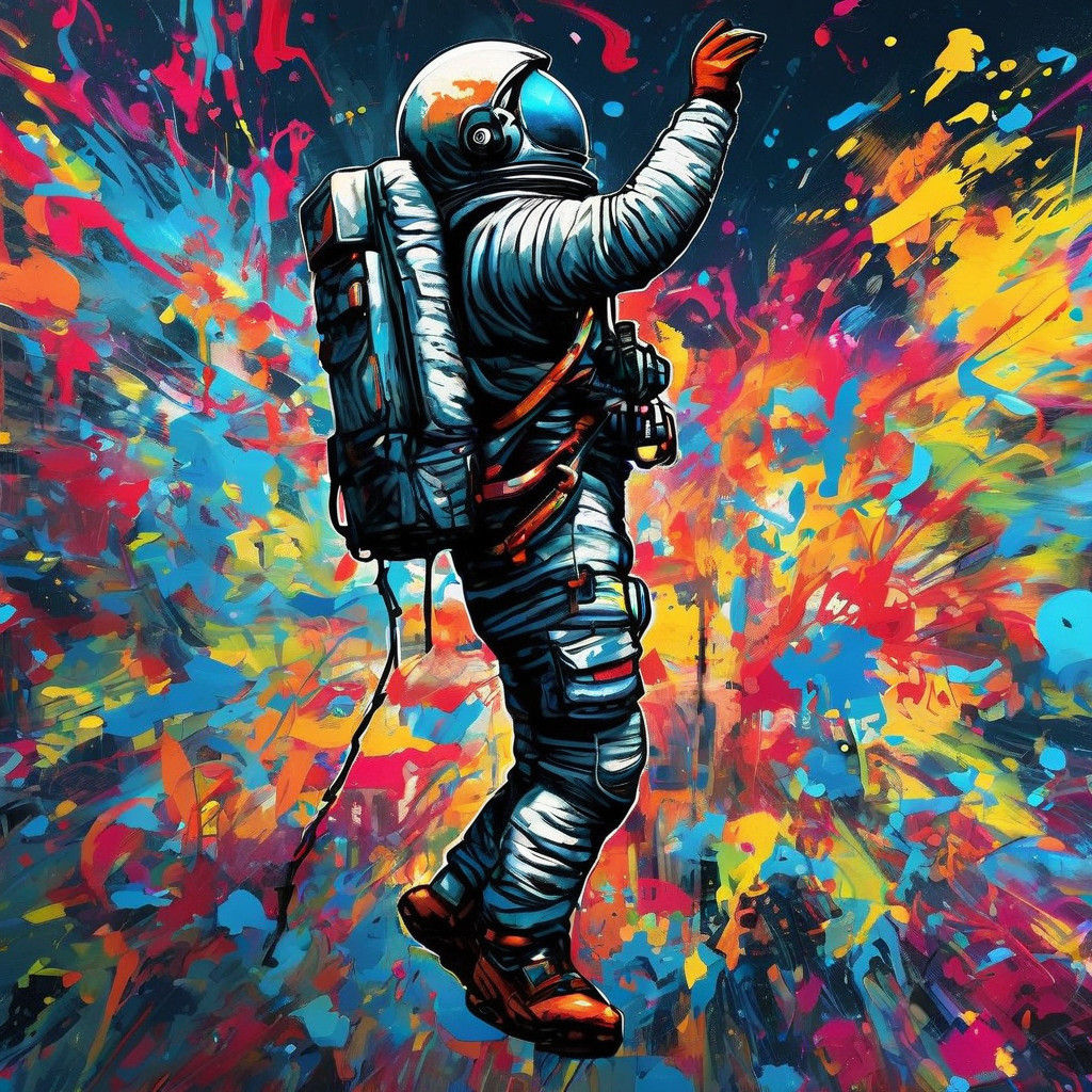 Astronaut Meets Hyperrealistic Black Hole Graffiti in a Blaz...