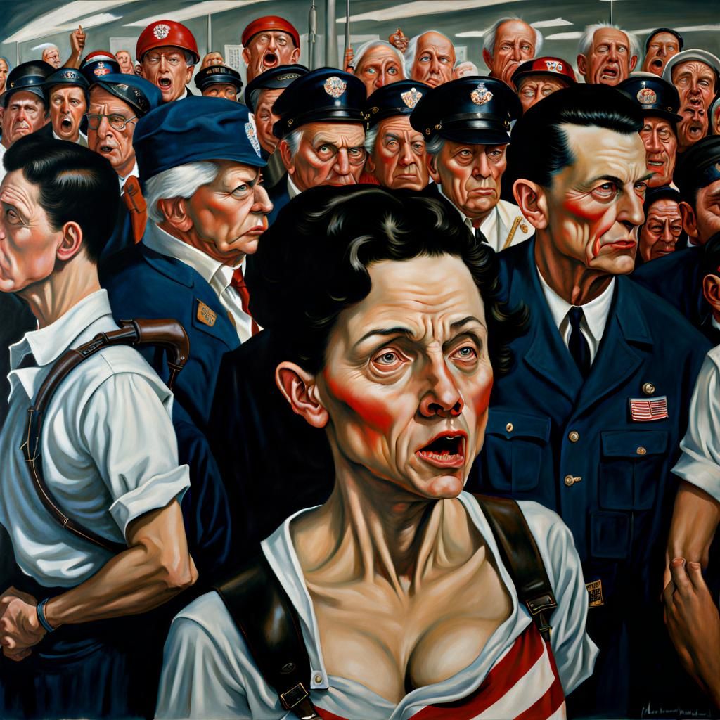 Wal-Mart Riot in Norman Rockwell Style