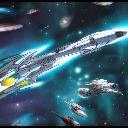 Imposing Space Battleship Navigating the Cosmos