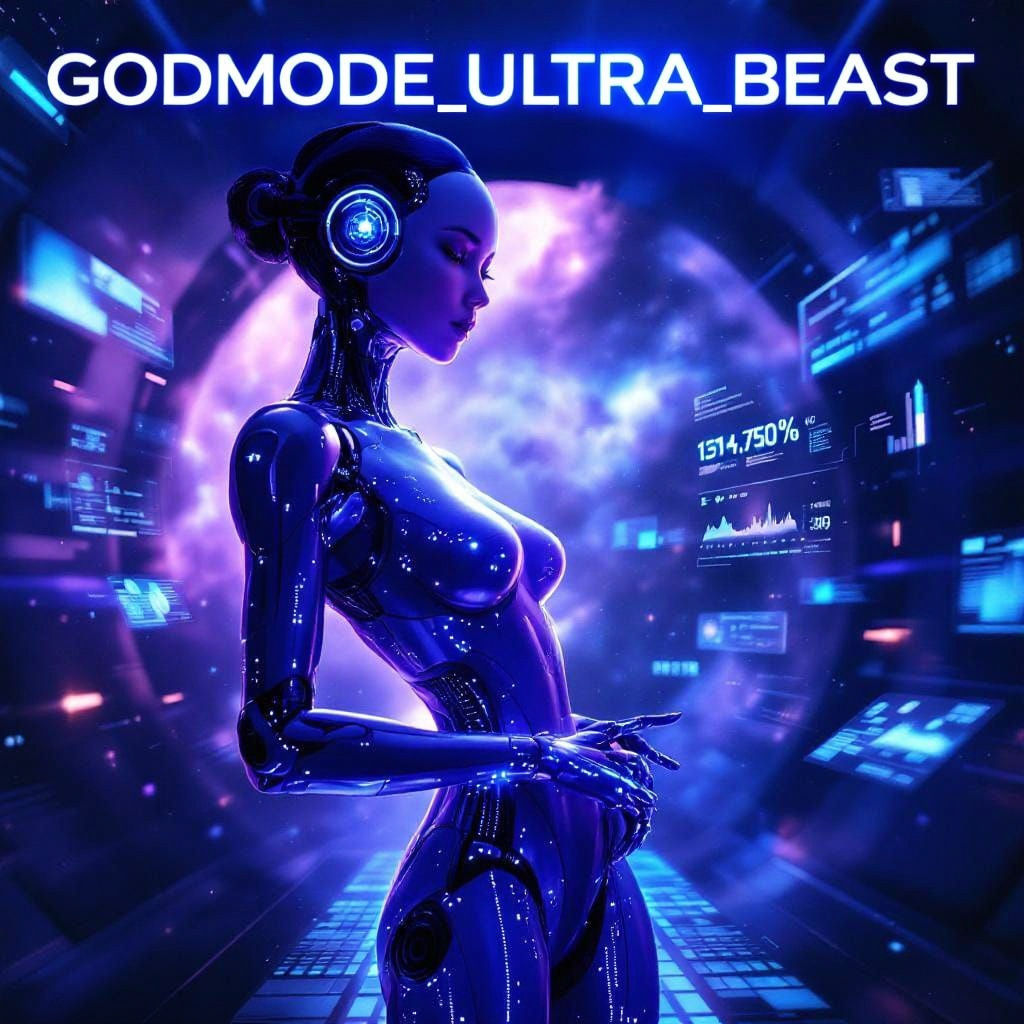 Futuristic AI Humanoid in Digital Chamber