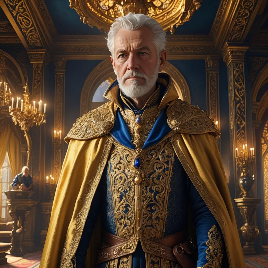 Ornate Portrait of Old Man with White Beard