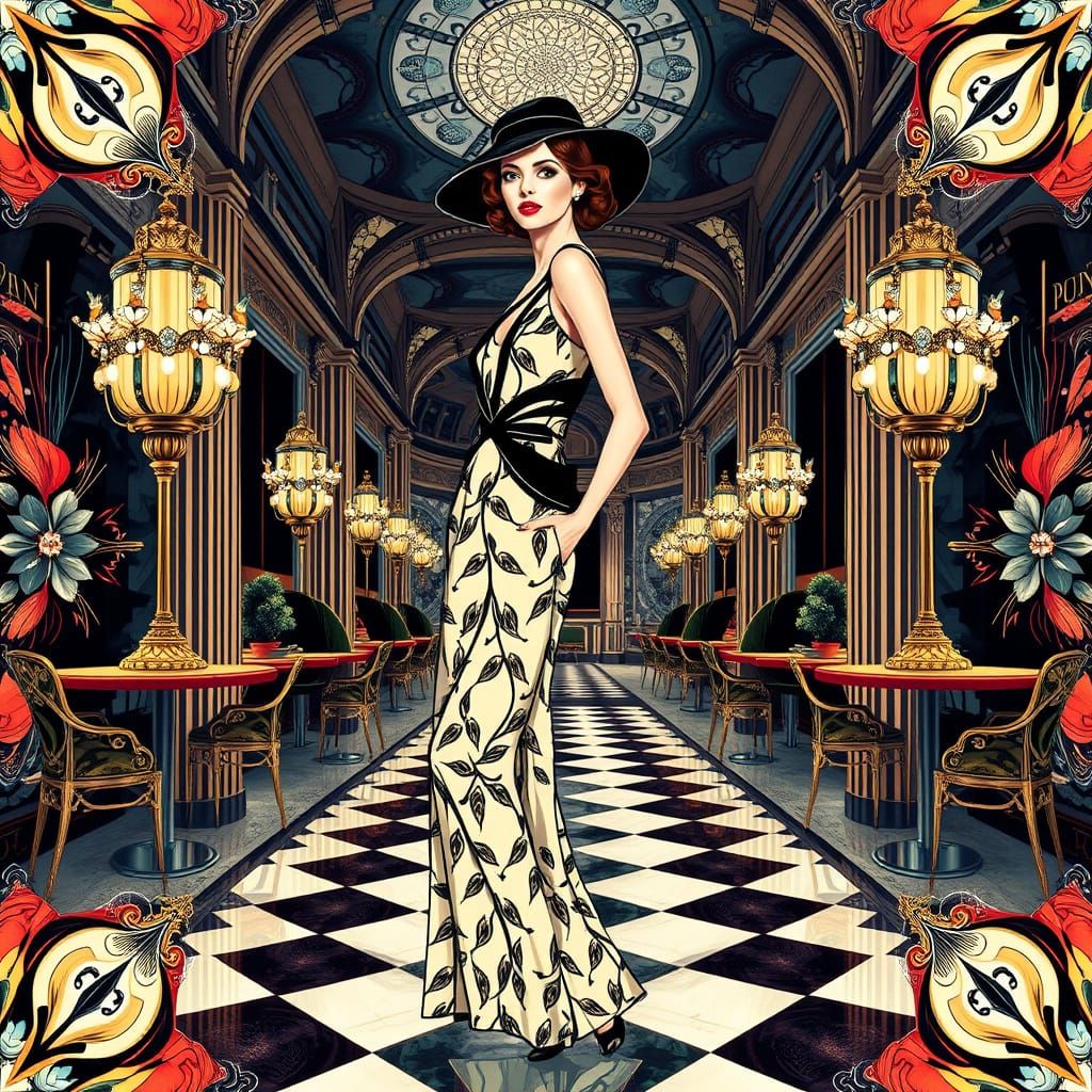 Kaleidoscope of a 1930s-art deco style fashion