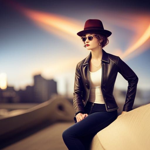 Women in Retro Fashion with Bokeh Effect