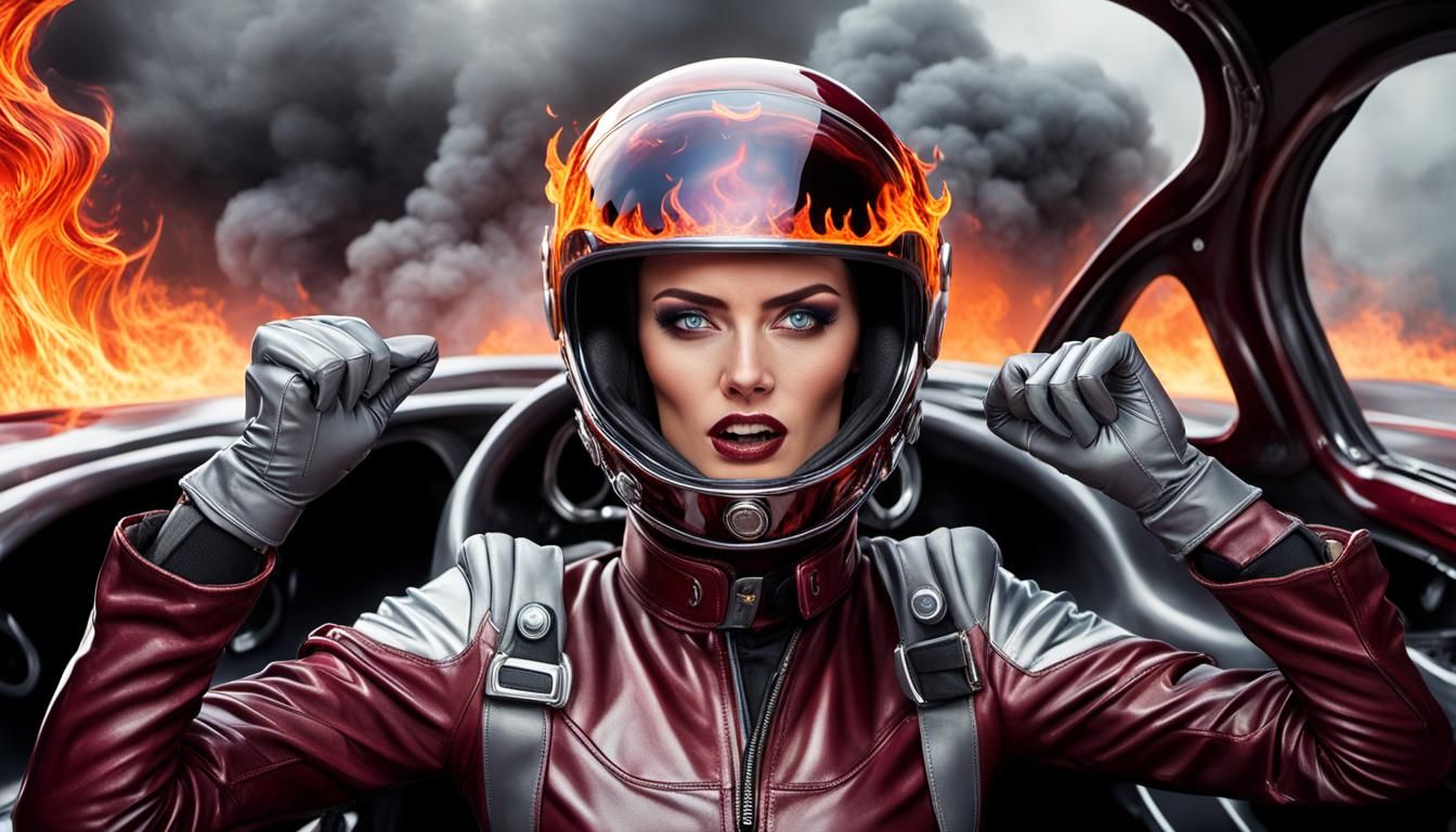 Burning Fear: Woman in Sci-Fi Race Car