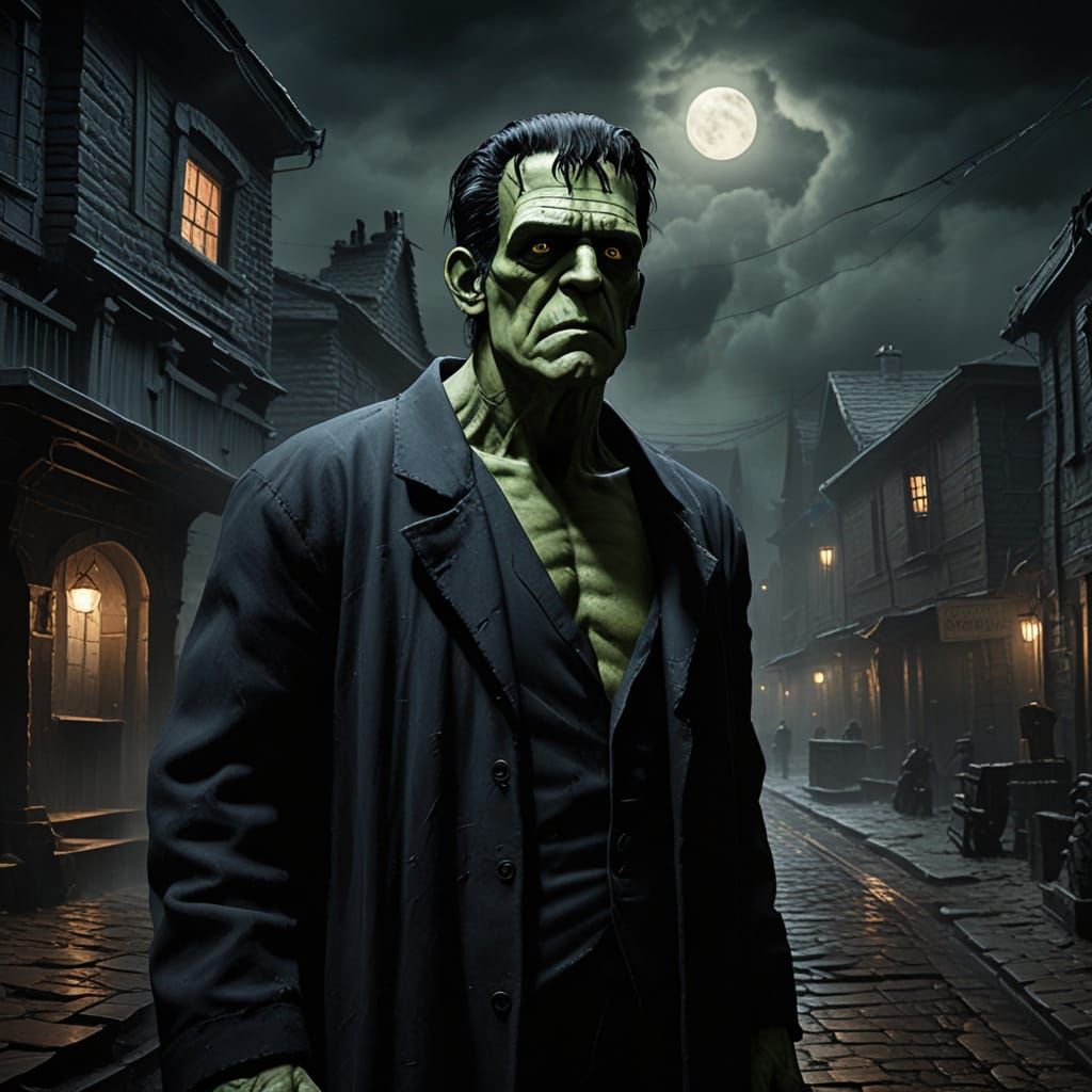 Expressionistic Impasto Painting of Frankenstein's Monster