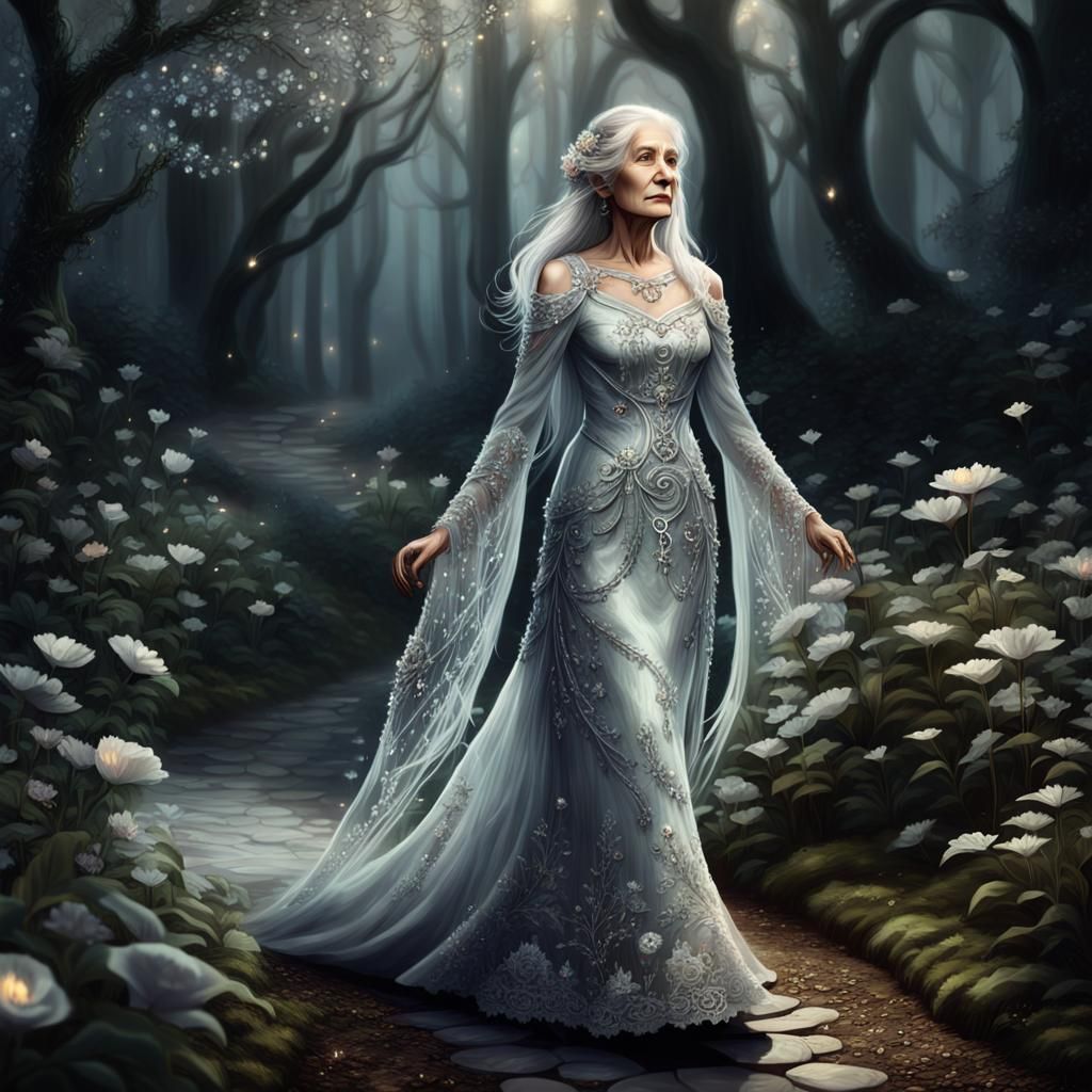 Elegant Woman in Mystical Forest Concept Art