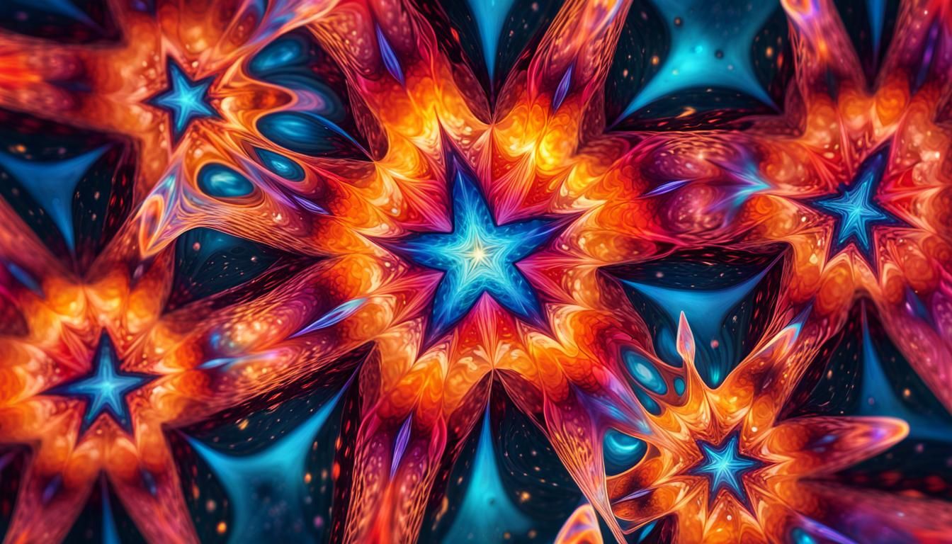 Surrealistic Close Up of Swirling Stars in Fauvist Style