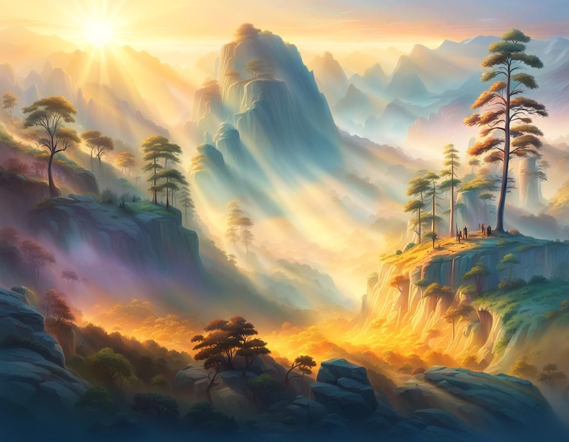 Harmonious Natural Landscape in Ethereal Light