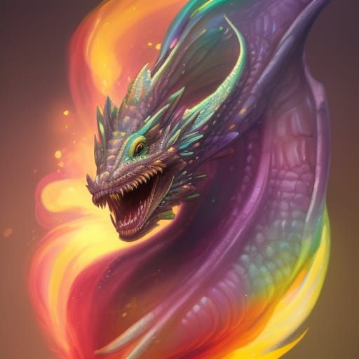 Rainbow Dragon Portrait in Detailed Digital Art Style