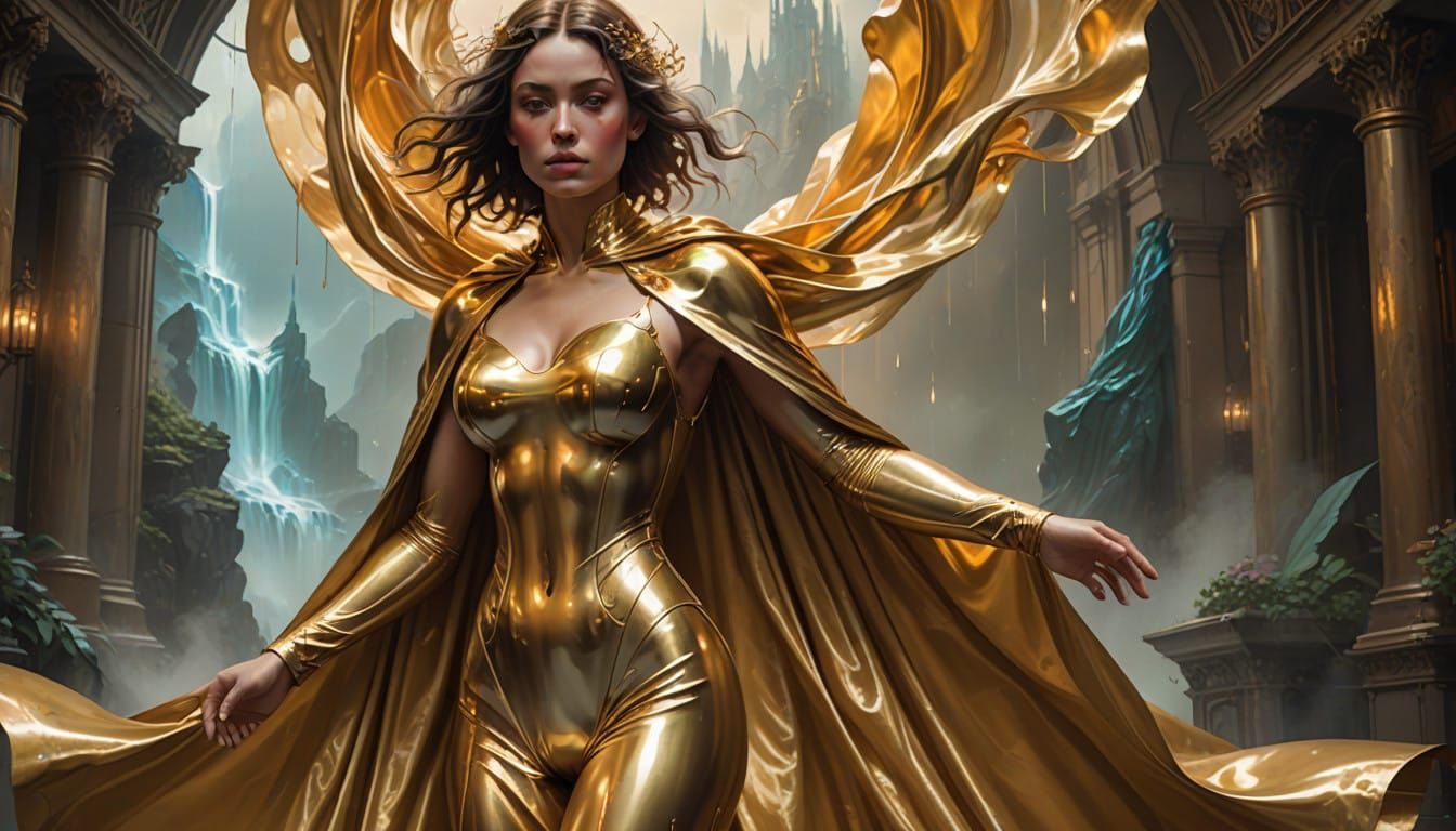 Heroic Gold Goddess in Surrealistic Splendor