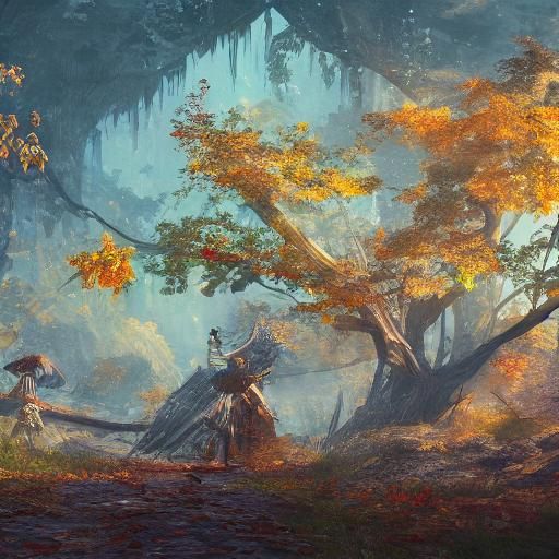 Single Leaf Survives Autumn in Detailed Matte Painting