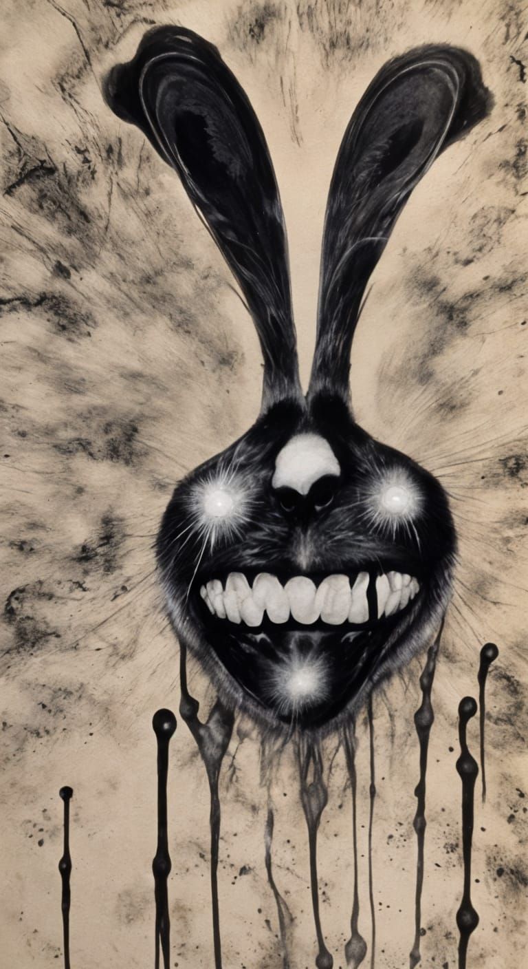 Surreal Phantom Hare in Charcoal and Photocopy Style
