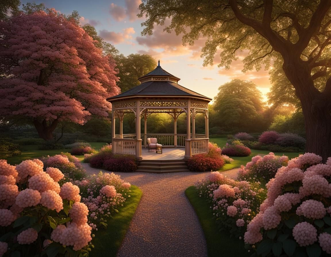 Victorian Gazebo Surrounded by Dogwood Trees