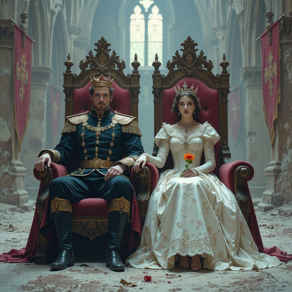 Baroque Throne: King and Queen in Gothic Hall