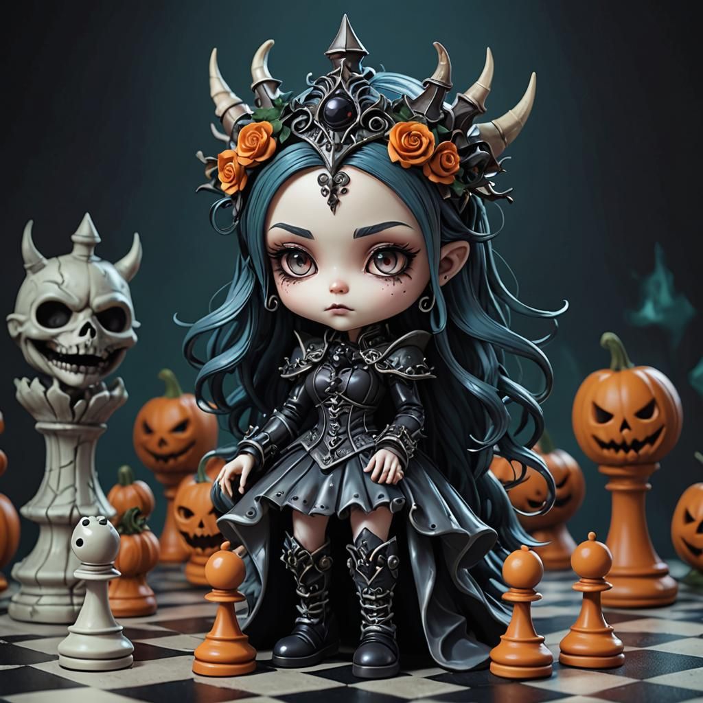 Fae Halloween Chess Set in Gothic Expressionism