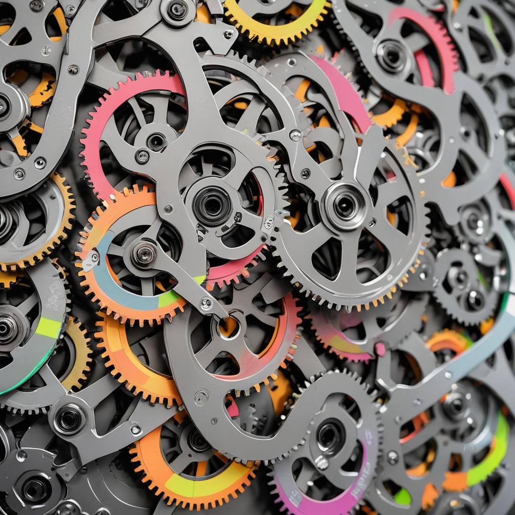 Neon Gear Rotors in Virtual Machine: Cyberpunk Display