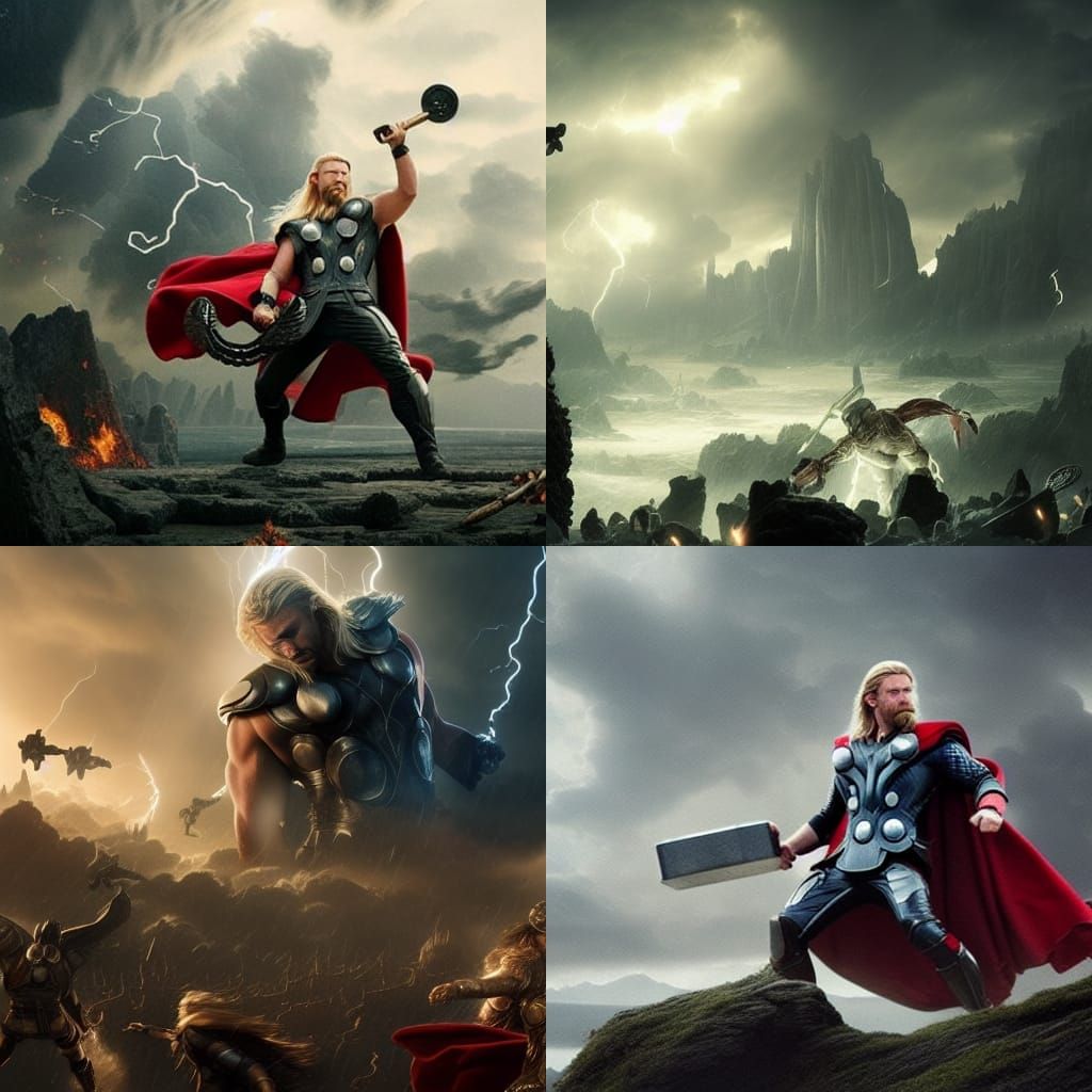 Thor's Epic Battle Against Giants: A Digital Masterpiece