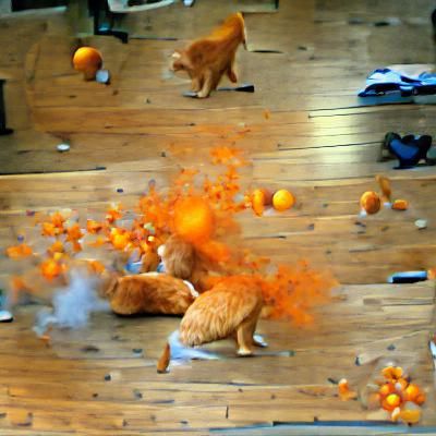 Violent Explosion Featuring an Orange Cat