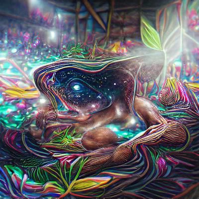 Ayahuasca: Holographic Astral Art in Pablo Amaringo Style