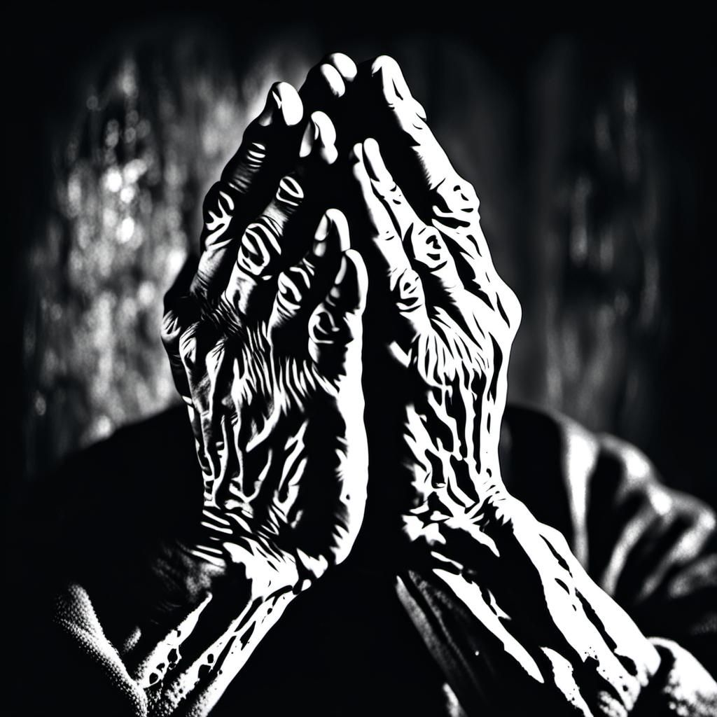 Praying Hands: A Striking Black and White Photo