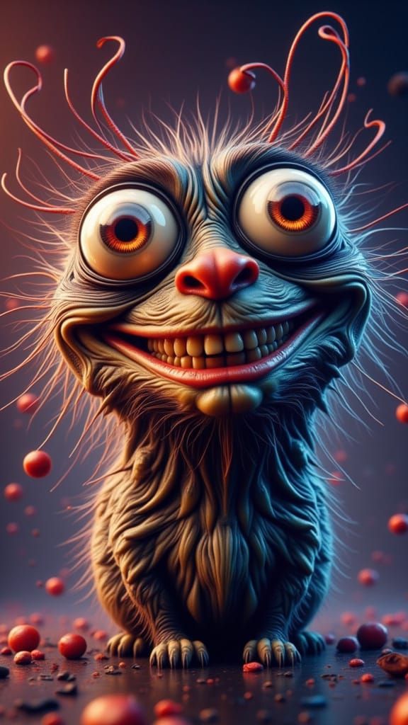 Excited Caterpillar Caricature Art with Big Eyes