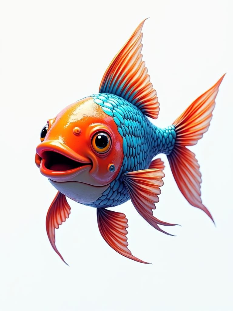 Iridescent Aquarium Fish with Cheerful Smile