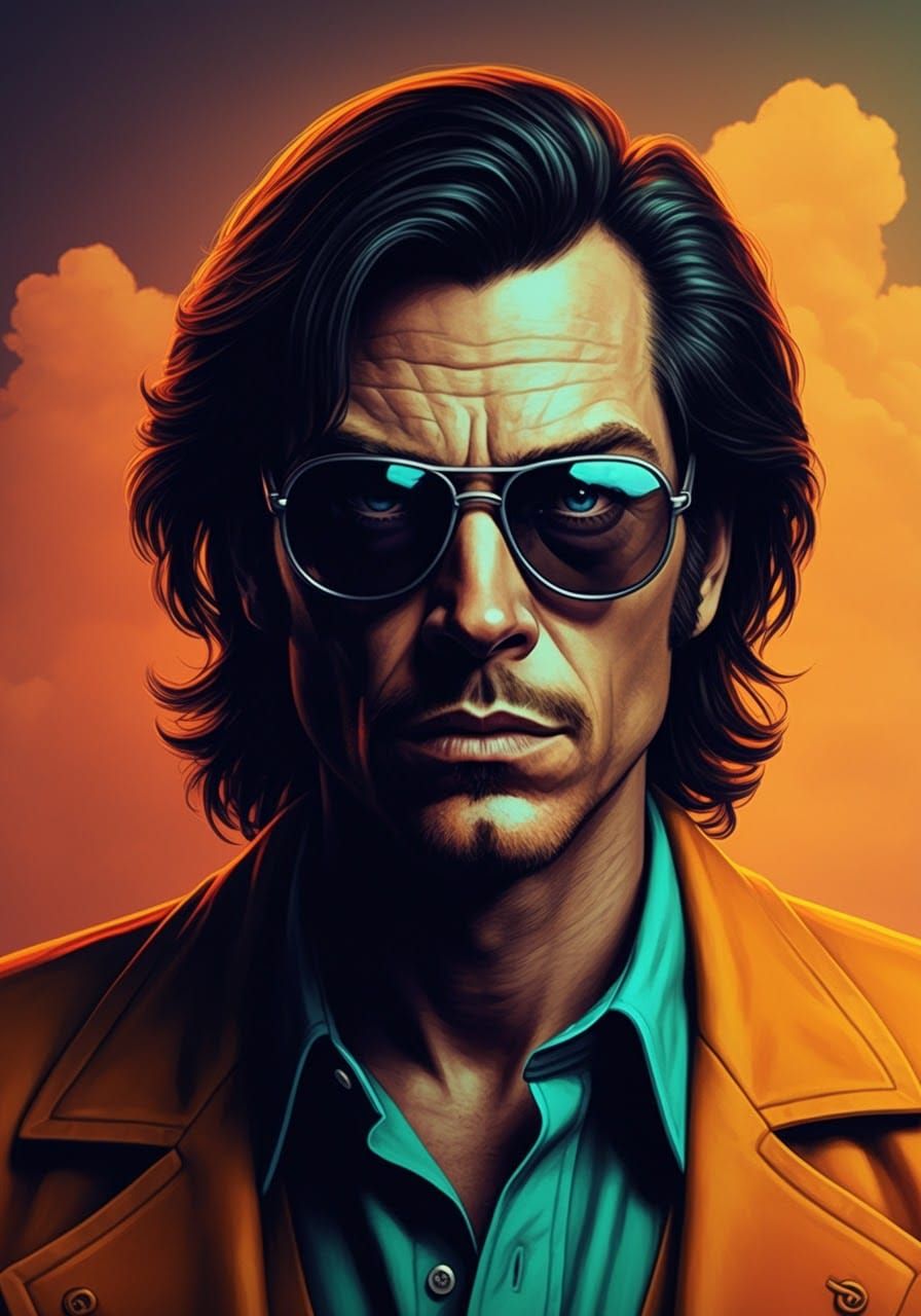 Retro Futuristic Portrait in Neon Hyperrealism