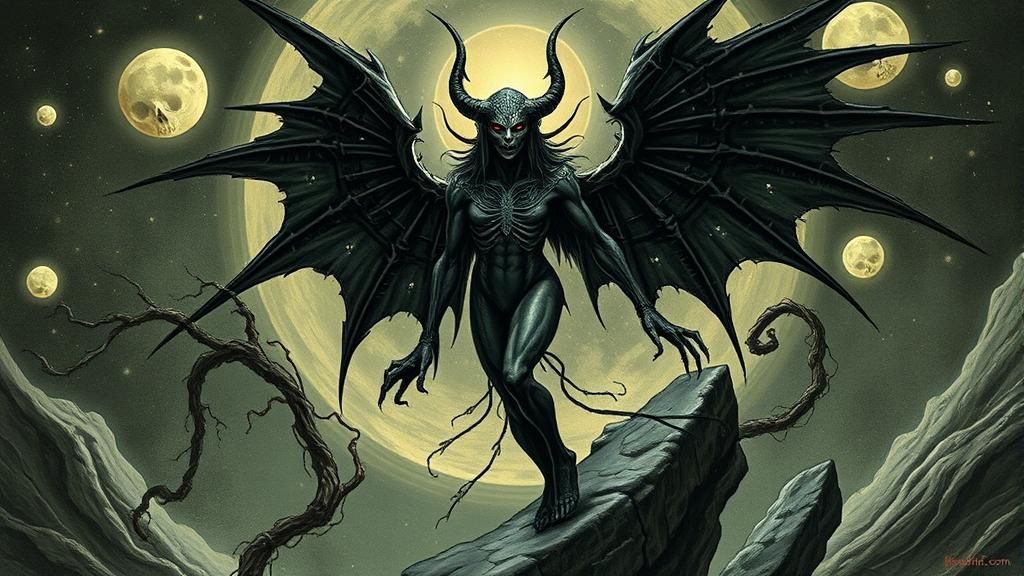 Nyxian Necrotic Nightwing in Giger, Klimt Style