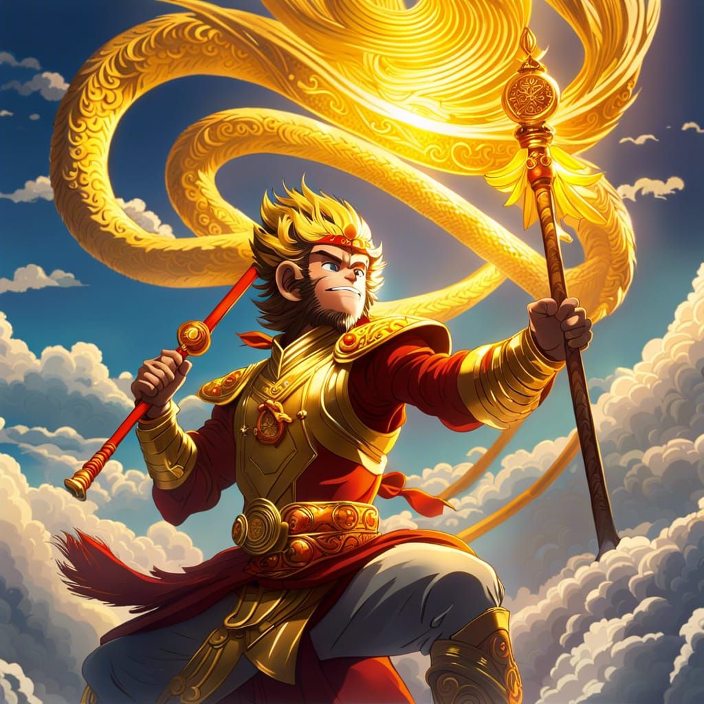 Sun Wukong Rides the Golden Cloud: Anime Art
