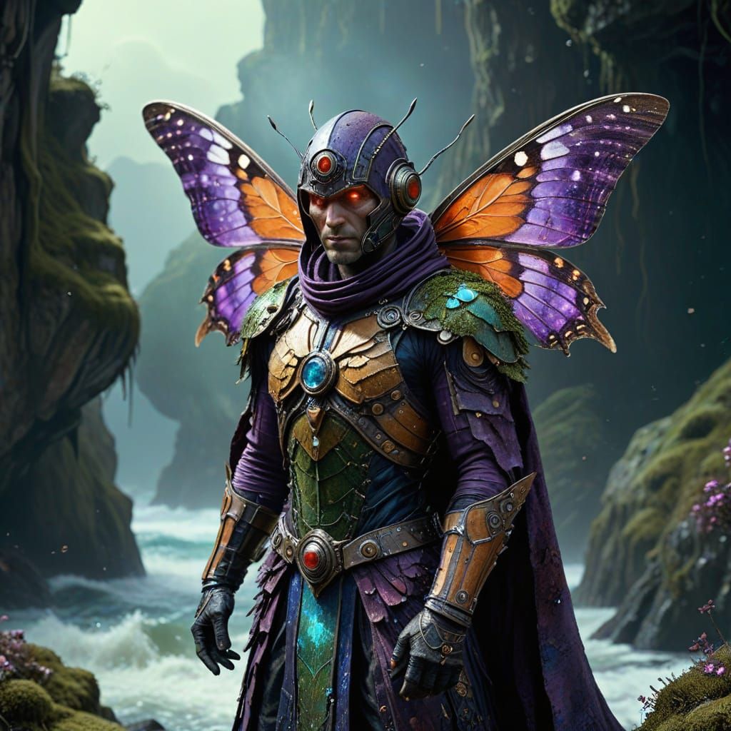 Moth Warrior in Expressionist Style