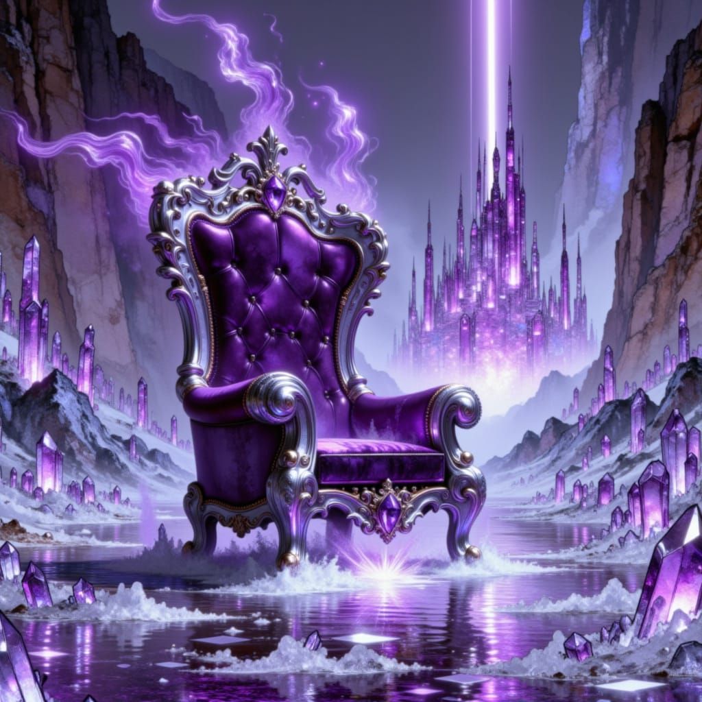 Baroque Obsidian Throne on Crystal Ice Sea