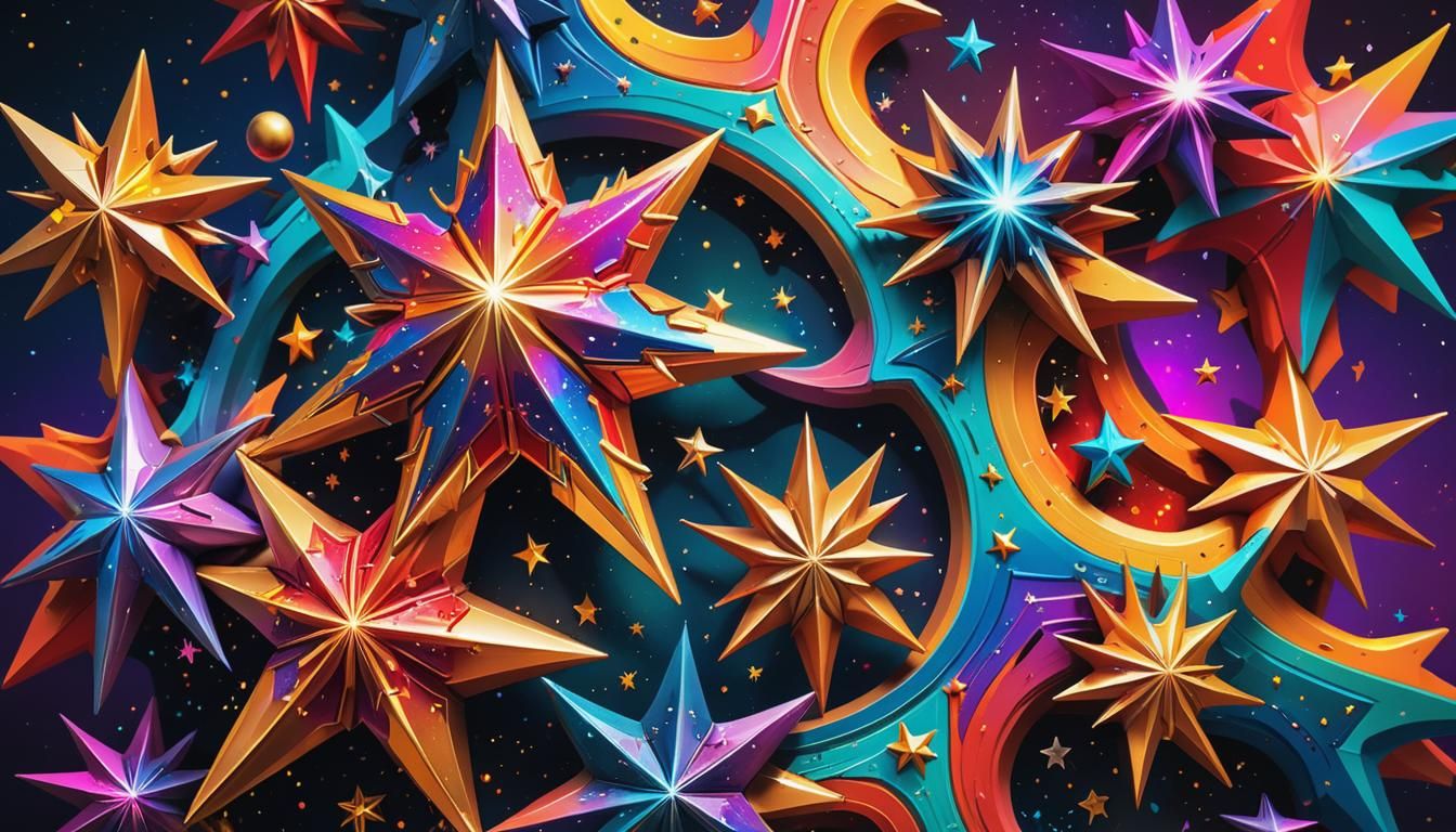 Vivid Star Cluster Concept Art in Splash Art Style