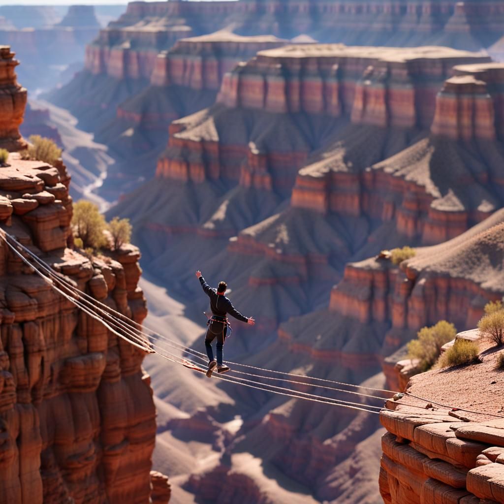 Tightrope Walker Above the Grand Canyon