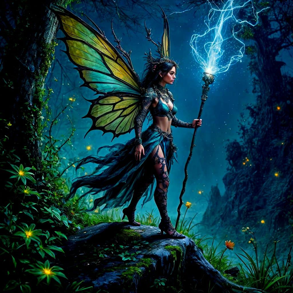 Fierce Faerie Warrior in Dark Fantasy Style