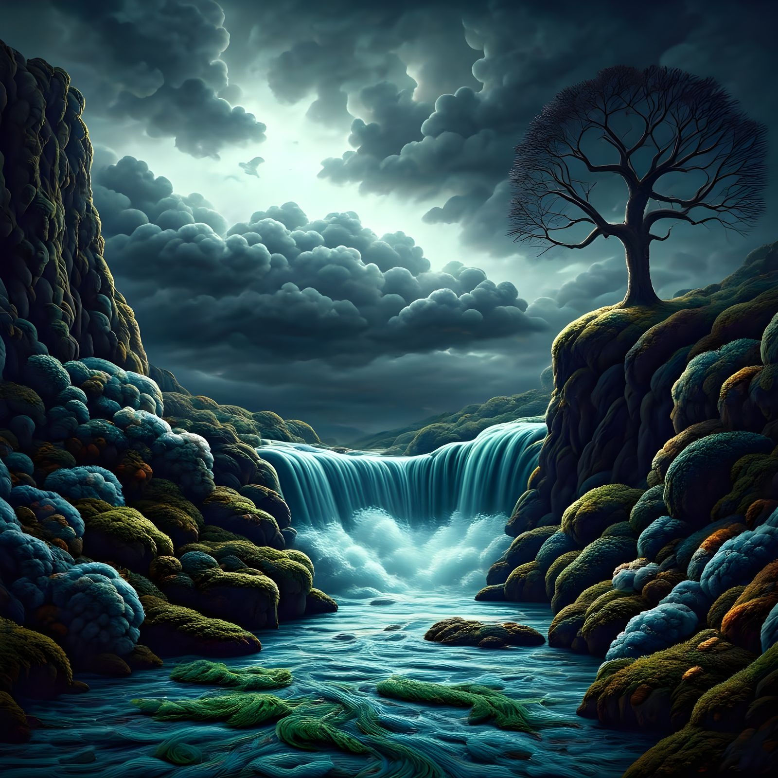 Surreal Wensleydale Wool Landscape in Moody, High-Contrast S...