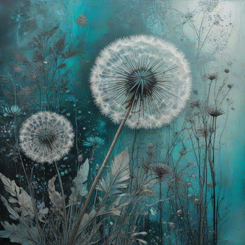 Turquoise Grunge Fusion with Silver Metallics