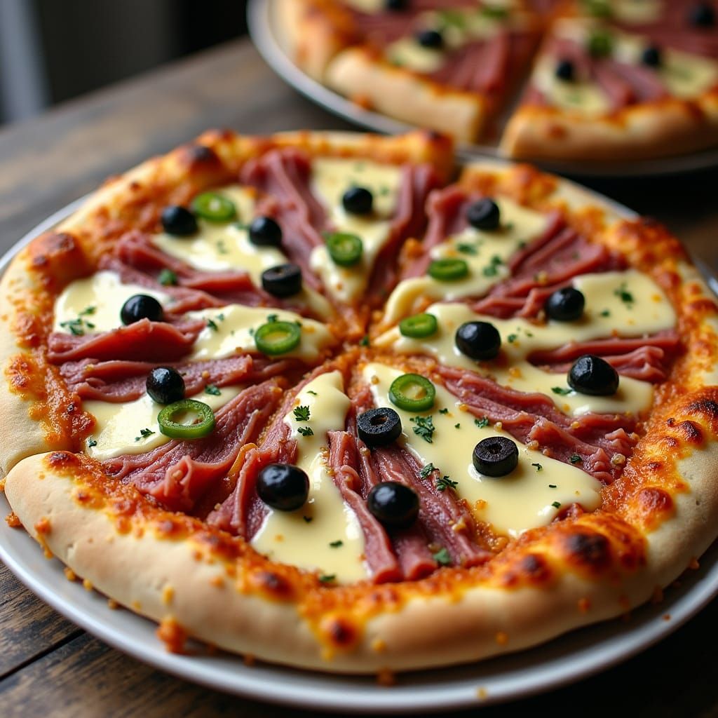 Pizza with Roast Beef, Cheddar, and Bearnaise