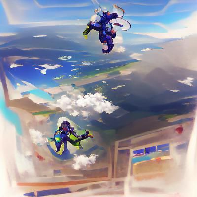 Skydiver in Freefall Under Blue Sky