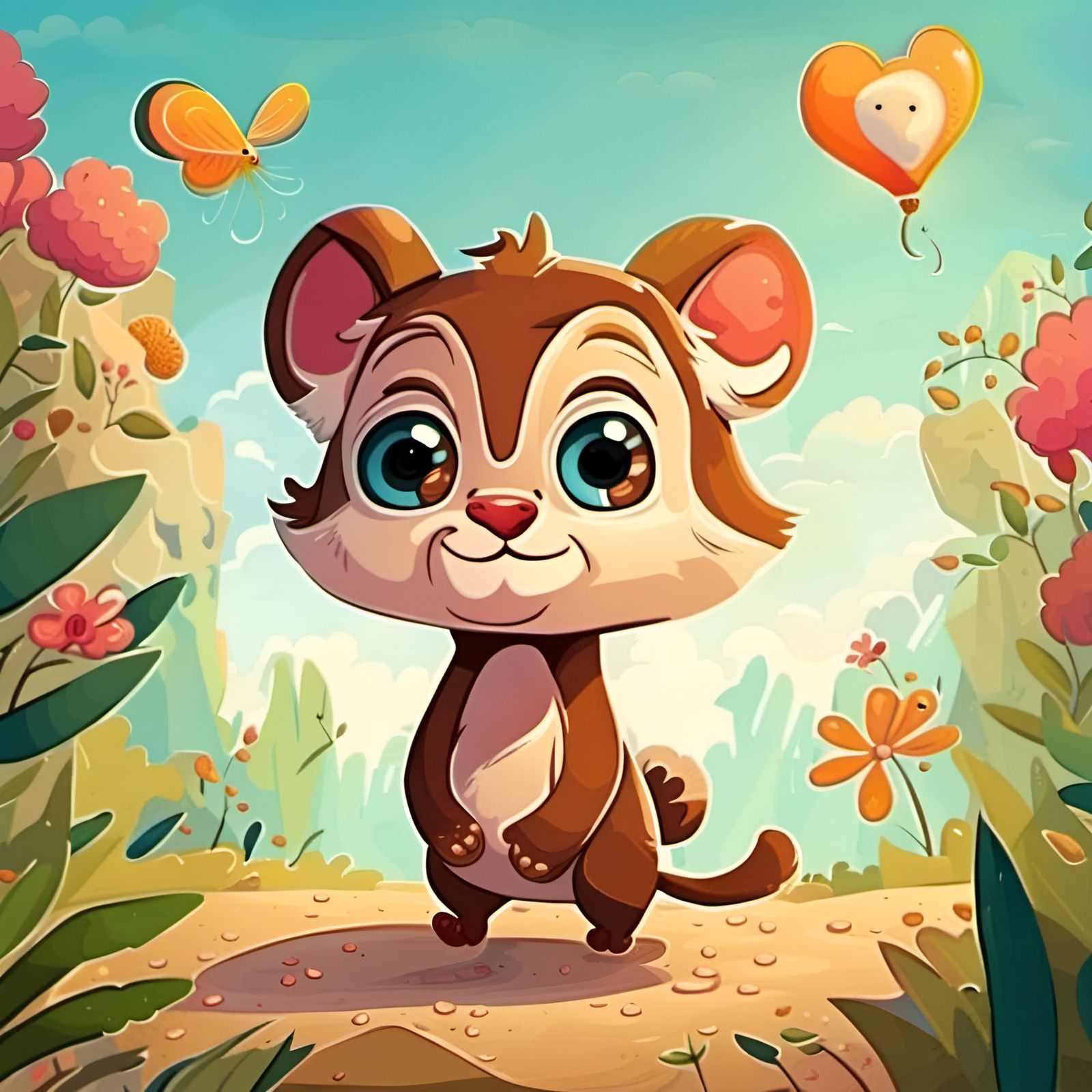 Adorable Cartoon Animal with a Fun Background