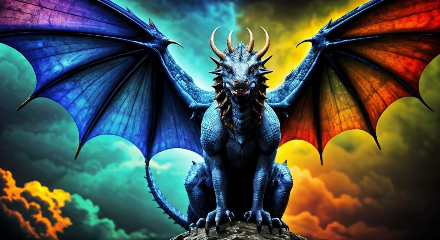 Iridescent Dragon Flight in Alcohol Ink Style