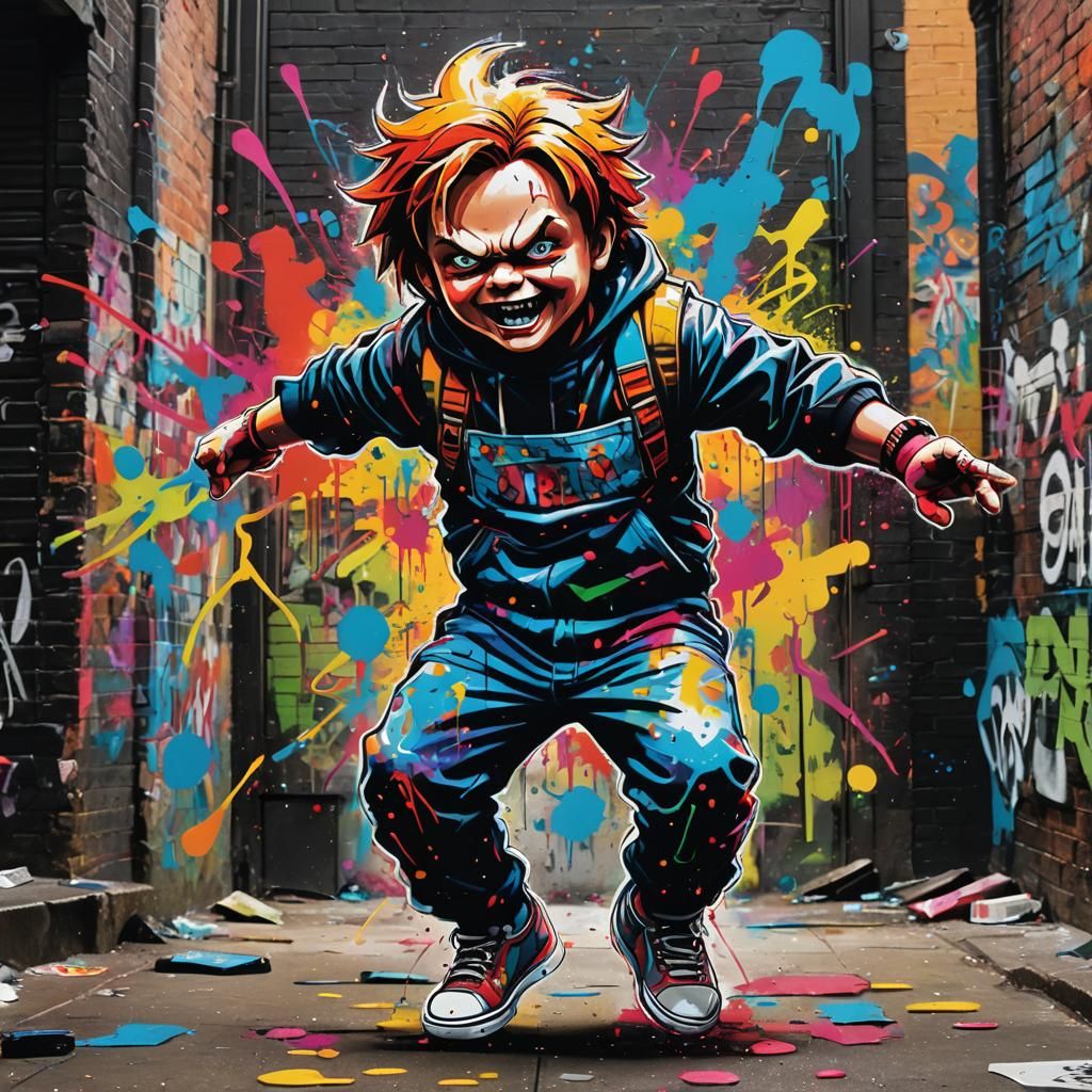 Chucky Dances in Graffiti Art Alley