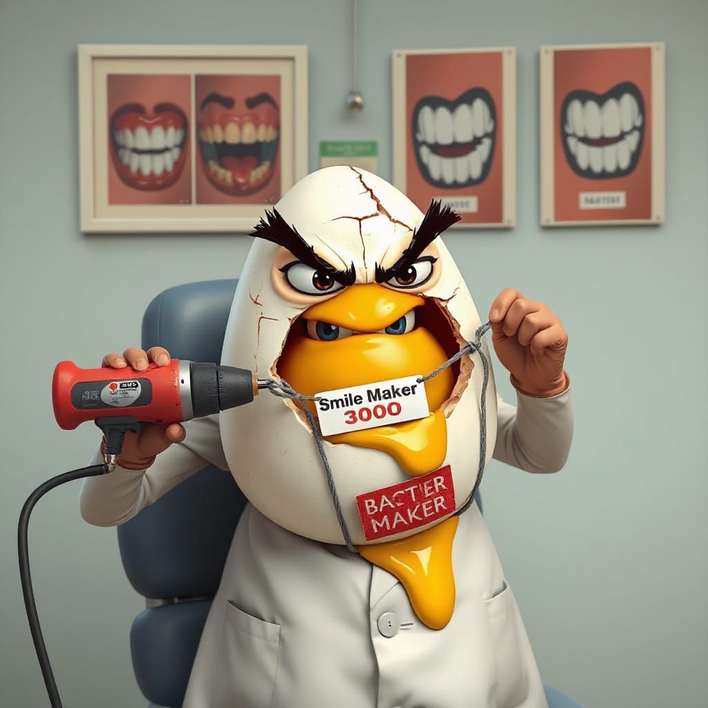 Angry Egg Dentist with Smile Maker 3000 Drill