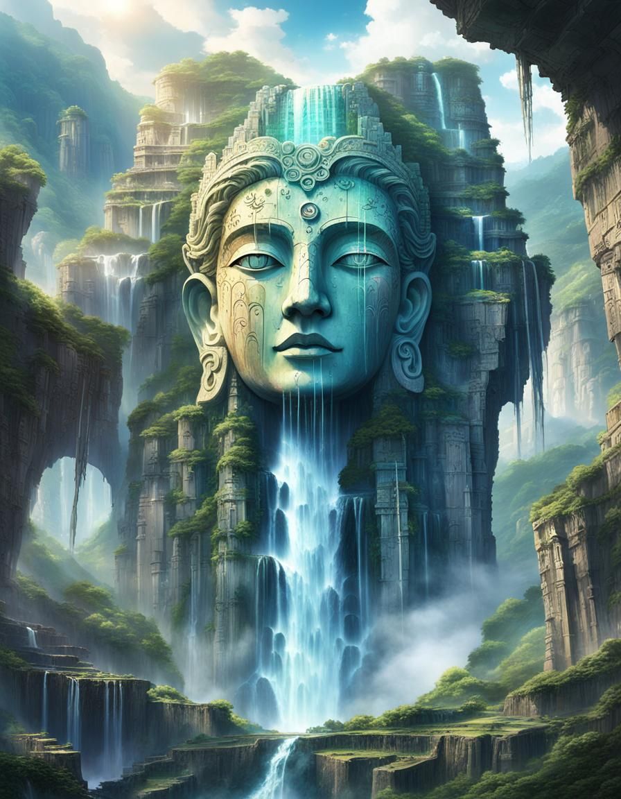Goddess Mountain Relief with Waterfall Tears