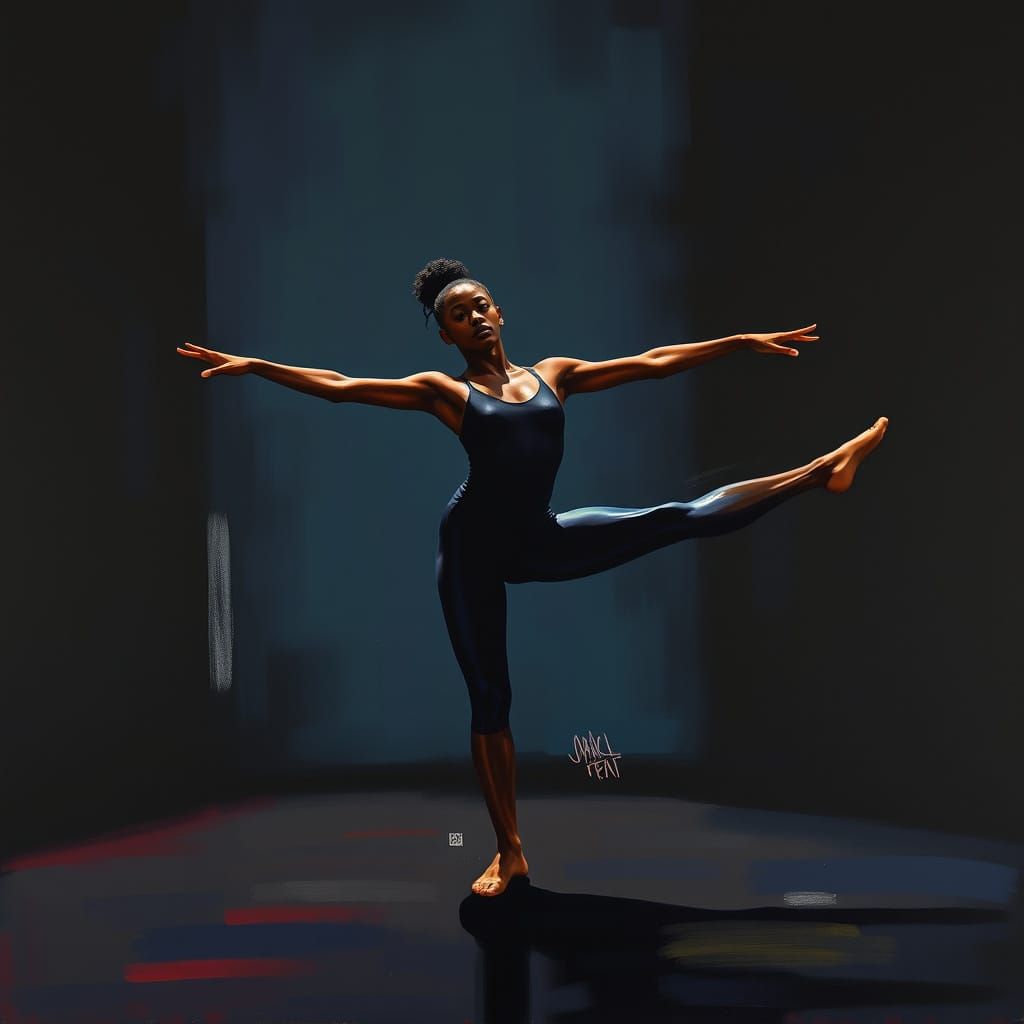 Expressive Dancer in Splits with Spotlight
