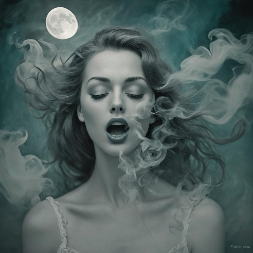 Silent Movie Ghosts in Moonlight, Black and White