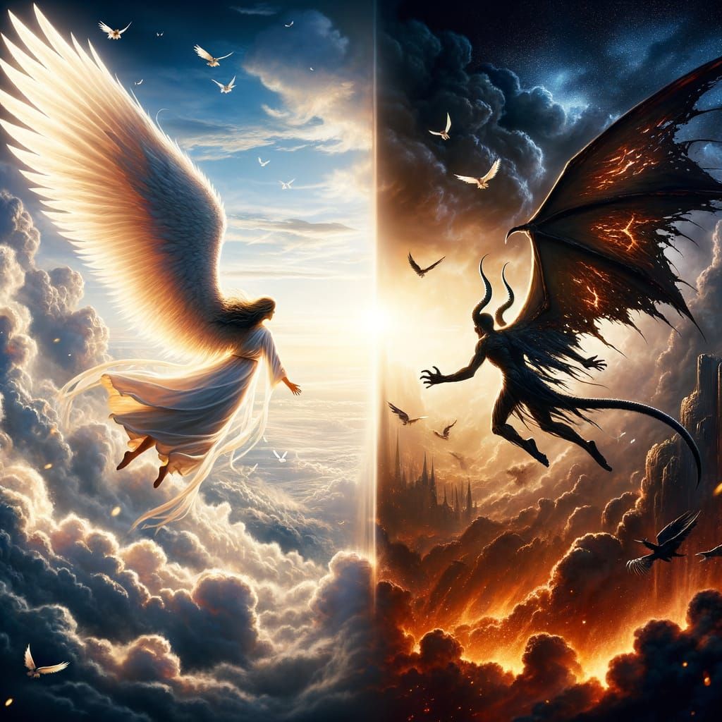 Epic Angel vs Demon Battle in the Sky