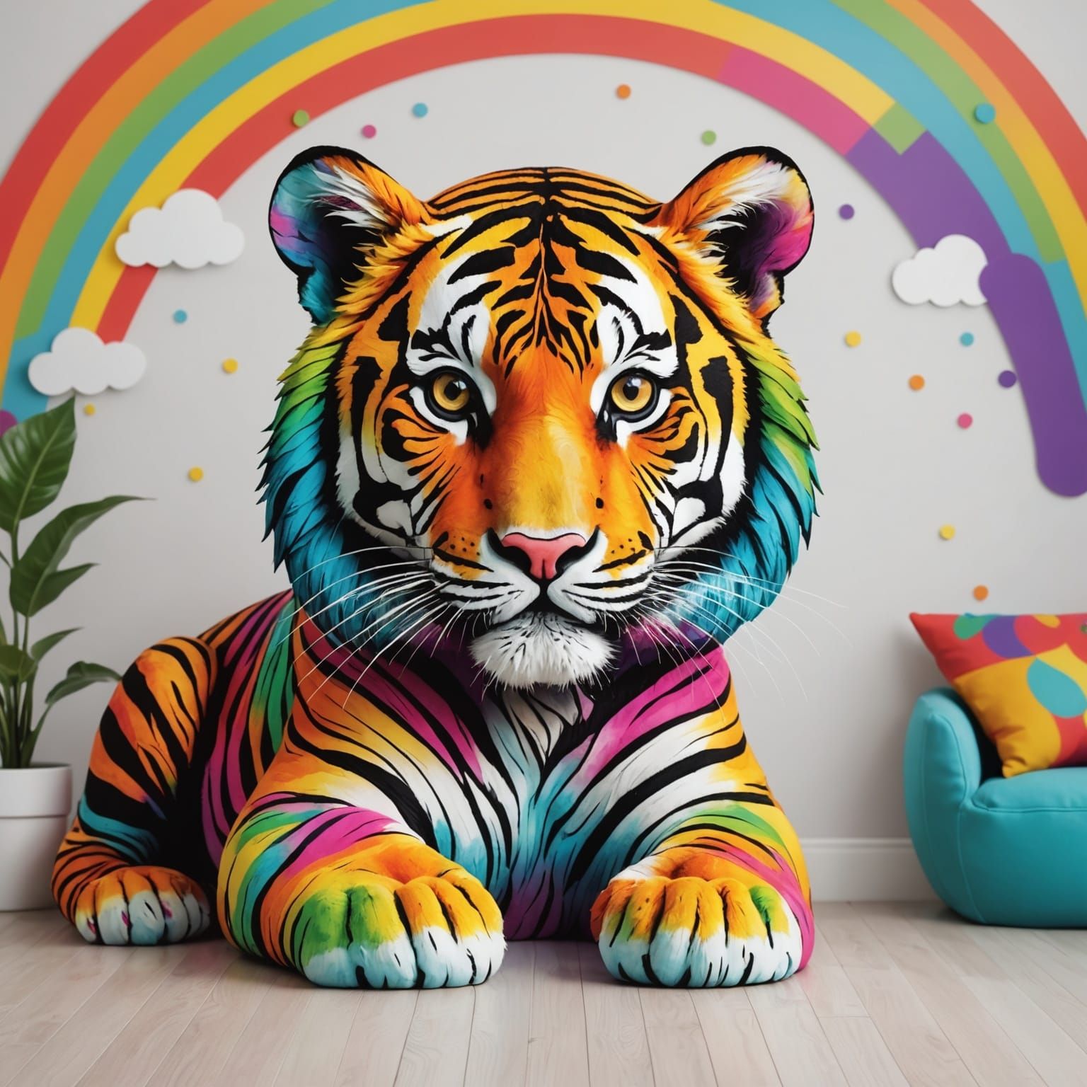 Colorful Rainbow Tiger for Child's Room