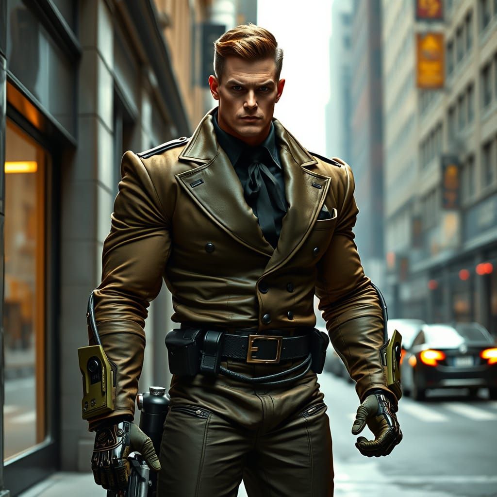 Cyborg Soldier in Tailcoat, Cyberpunk Style